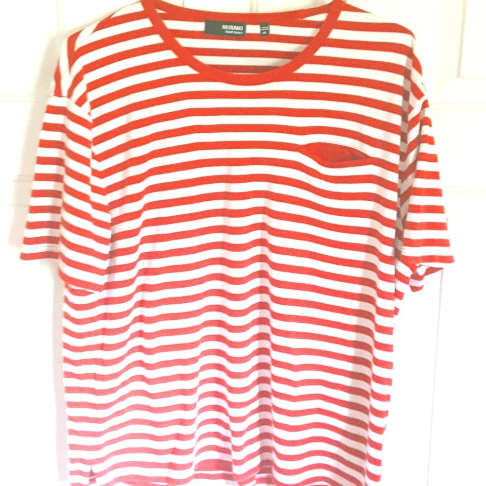 Red And White Striped Oversized Shirt